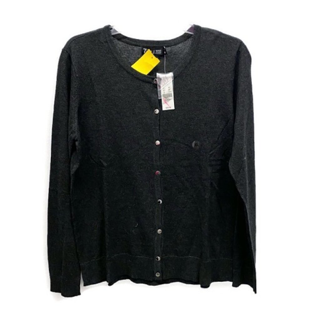 New York & Company Charcoal Knit Cardigan